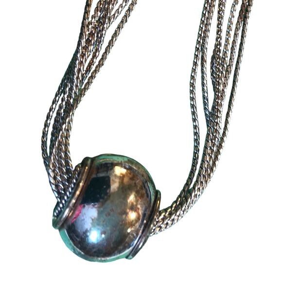 Napier Multi Strand Choker Necklace Sliding Pendant Silver-Tone - Picture 7 of 9